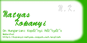 matyas kopanyi business card